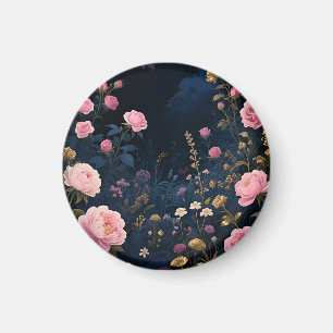 Pink Peony Midnight Garden Bloom Magnet