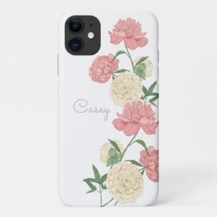 Pink Peony Moderne  Personalised iPhone Case