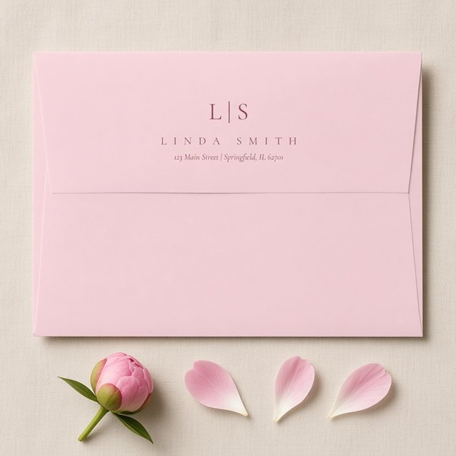 Pink Peony Monogram 50th Birthday Envelope (Creator Uploaded)