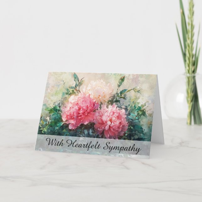 *~* Pink Peony  Painting TV2 Sympathy Love Light Card (Front)