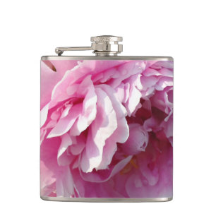 Pink Peony photo cottage farmhouse floral garden Hip Flask