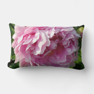 Pink Peony photo cottage farmhouse floral garden Lumbar Cushion