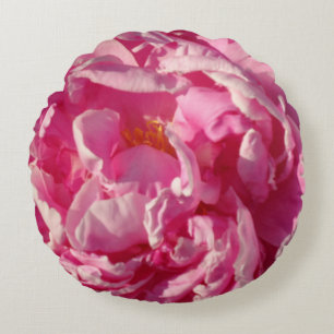Pink Peony photo cottage farmhouse floral garden Round Cushion