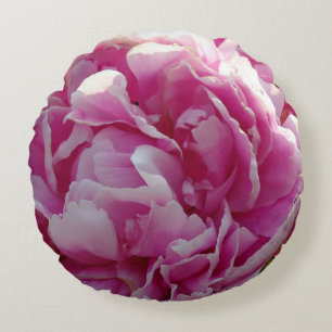 Pink Peony photo cottage farmhouse floral garden Round Cushion