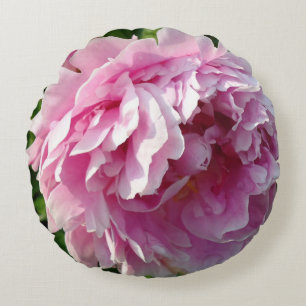 Pink Peony photo cottage farmhouse floral garden Round Cushion