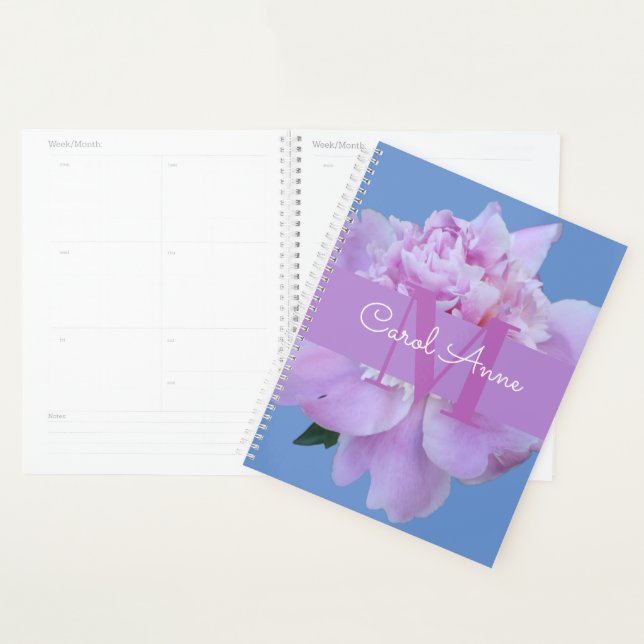 Pink Peony Purple Monogram Floral Planner (Display)