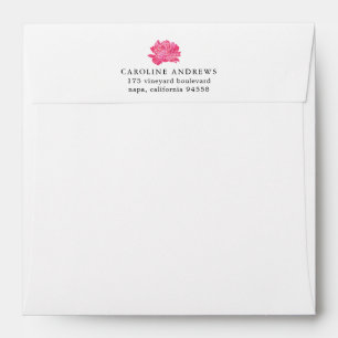 Pink Peony Return Address Envelope w/ Stripe Liner