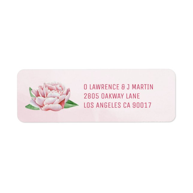 Pink Peony Return Address Labels (Front)