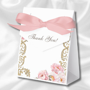 Pink Peony Rococo Vintage Floral Baby Shower Favour Box