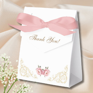 Pink Peony Rococo Vintage Flowers Baby Shower Favour Box