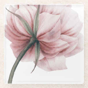 Pink peony,romantic flower pattern,chic,lovely,mod glass coaster