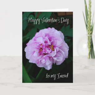pink peony rose valentine to my friend holiday card