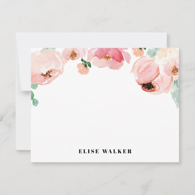 Pink Peony Spring Floral | Personalised Stationery Invitation (Front)
