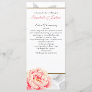 Pink Peony Tea length wedding programs Programme