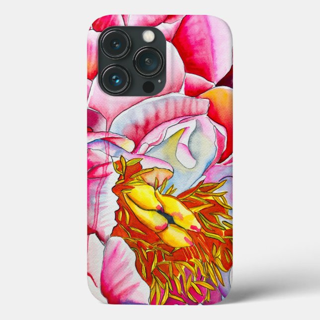 Pink Peony watercolor fine art Case-Mate iPhone Case (Back)