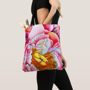 Pink Peony watercolor fine art Tote Bag