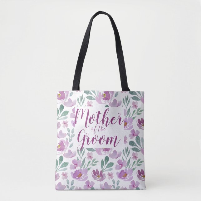 Pink Peony watercolor floral all-over pattern Tote (Front)