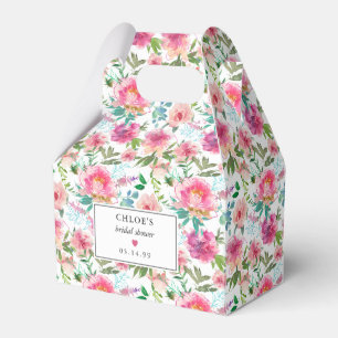 Pink Peony Watercolor Floral Bridal Shower Favour Box