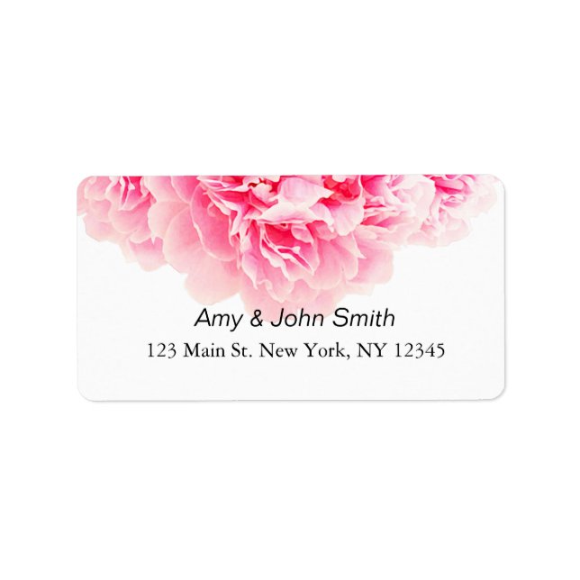 Pink peony wedding address labels peony3 (Front)