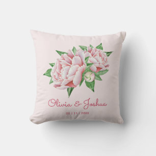Pink Peony Wedding Cushion