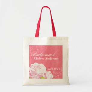 Pink Peony Wedding Customised Bridesmaid Gift Tote Bag