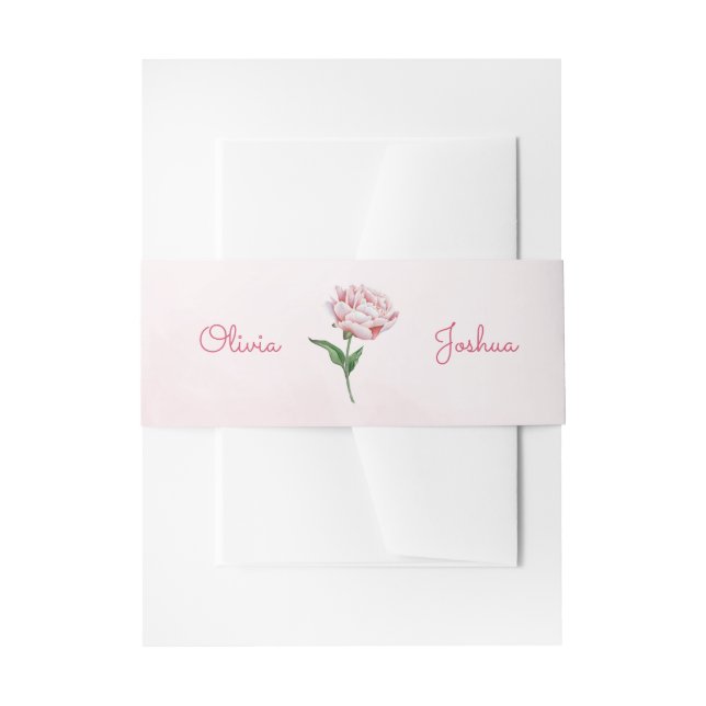 Pink Peony Wedding Invitation Belly Bands Band (Front Example)