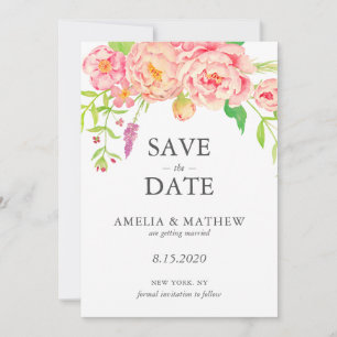 Pink Peony Wedding Save The Date