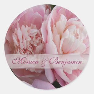 Pink peony Wedding Sticker