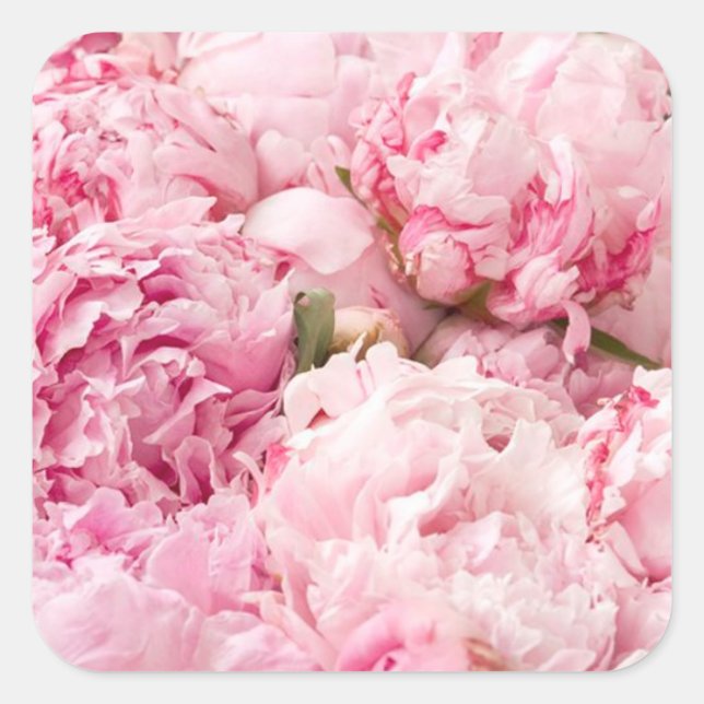 Pink Peony Wedding Stickers (Front)