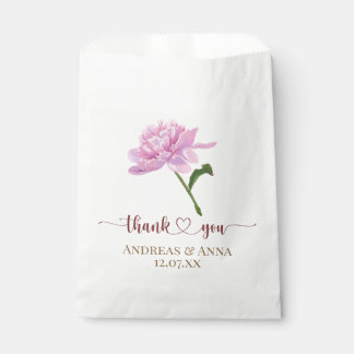 Pink Peony Wedding Thank You Favour Bags