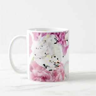 Pink Peony White Tulip Vintage Coffee Mug