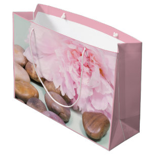 Pink Peony With Zen Rocks Gift Bag