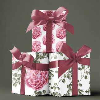 Pink Peony Wrapping Paper Sheets