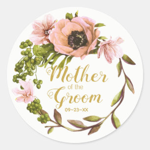 Pink Peony Wreath Mother of the Groom ID456 Classic Round Sticker