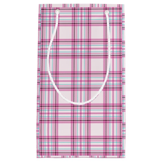 Pink Peppermint Plaid Small Gift Bag (Front)