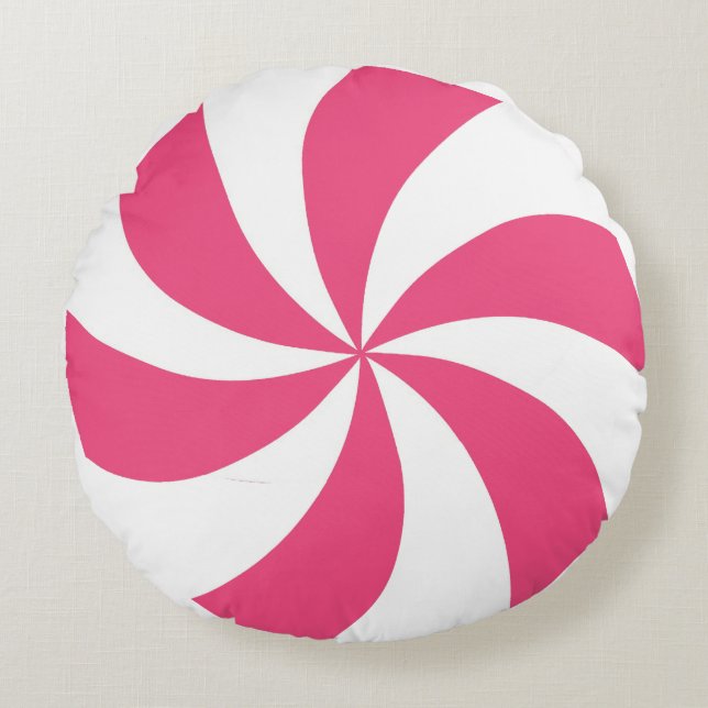 Pink Peppermint Round Cushion (Front)