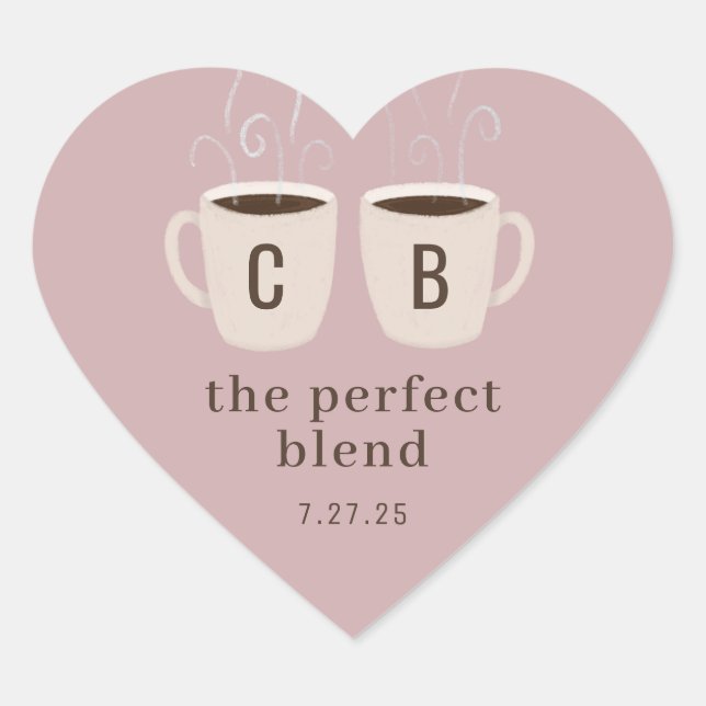 Pink Perfect Blend Couple Mugs Favour Heart Sticke Heart Sticker (Front)