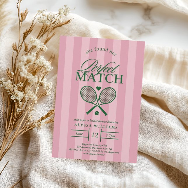 Pink Perfect Match Tennis Bridal Shower Invitation (Creator Uploaded)