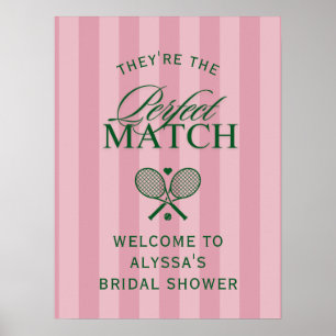Pink Perfect Match Tennis Bridal Shower Welcome  Poster
