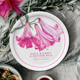 Pink perfection lily floral art wedding paper plate