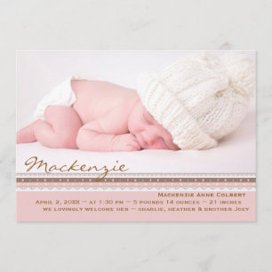 Pink Perfection Photo Birth Announcement