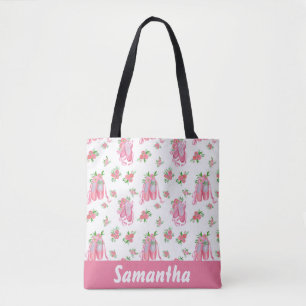Pink Personalised Ballet Ballerina Shoes Tote Bag