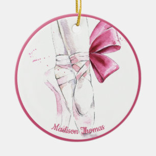 Pink Personalised Ballet Slippers Ceramic Tree Decoration