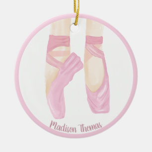 Pink Personalised Ballet Toe Shoes   Ceramic Tree Decoration