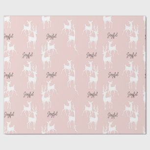 Pink Personalised Christmas Deers Wrapping Paper