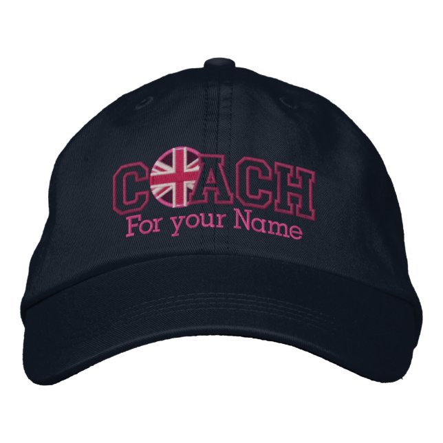 Pink Personalised Coach with your name Embroidered Hat (Front)