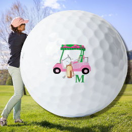 Pink Personalised Custom Golf Cart Clubs Monogram Golf Balls