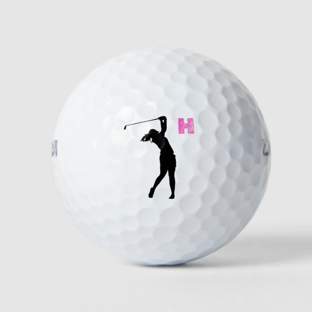 Pink Personalised Custom Monogram Golf Balls (Front)