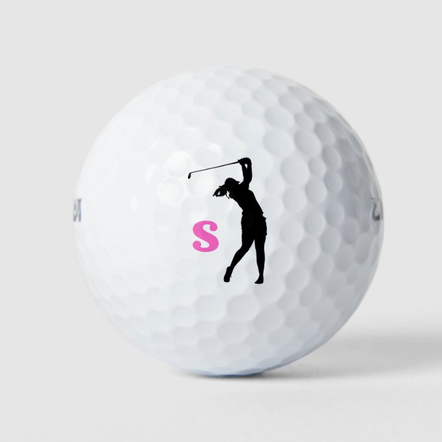 Pink Personalised Custom Monogram Golf Balls (Front)