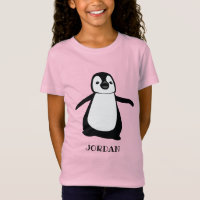 Pink personalised cute penguin illustration Girl
